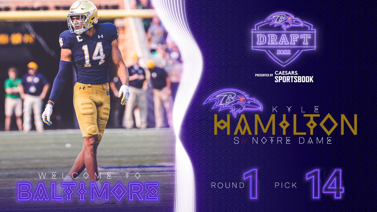 Safety Kyle Hamilton selected by Baltimore Ravens with 14th Pick in the  2022 NFL Draft