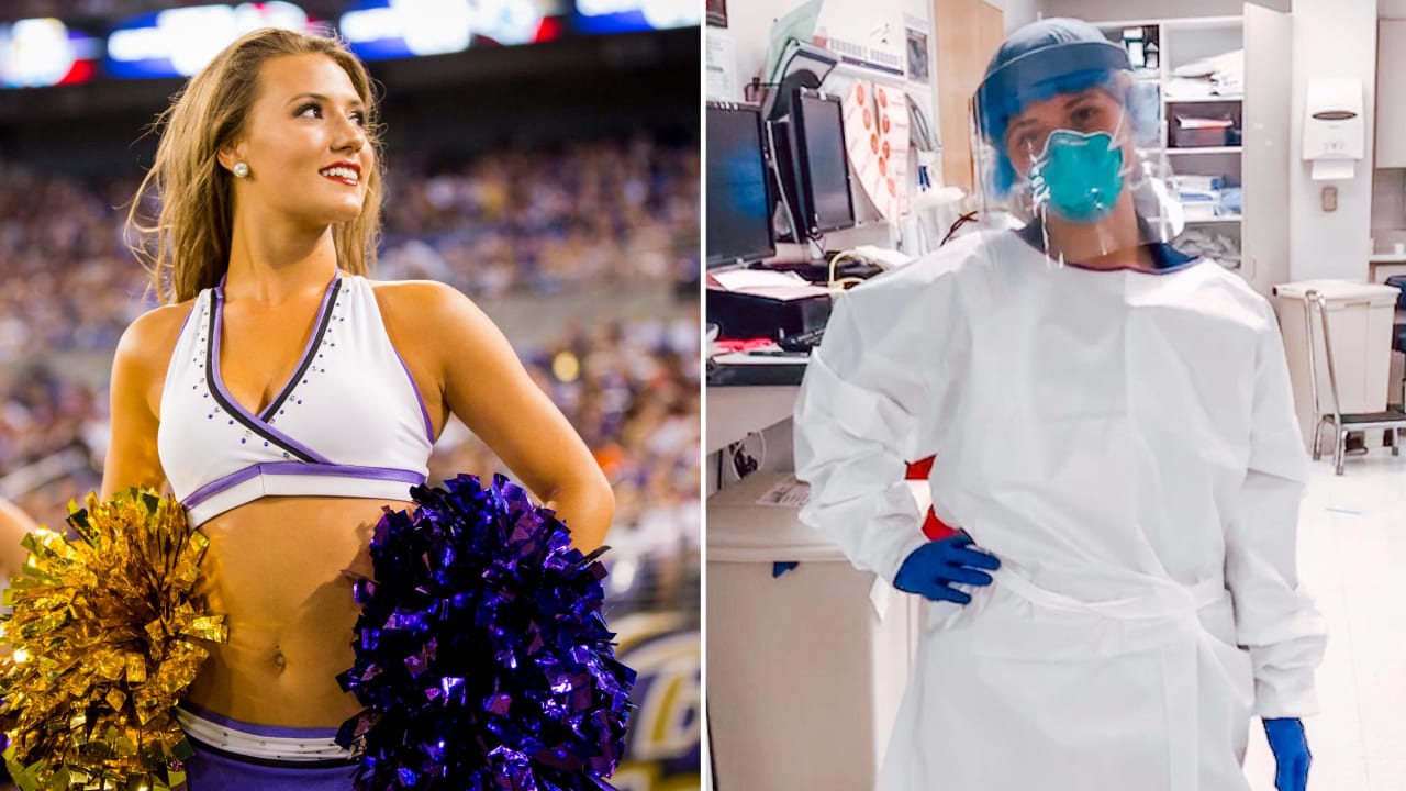 Baltimore, United States. 19th Sep, 2021. Baltimore Ravens cheerleaders  return to the field after a year off because of the coronavirus pandemic  during the home opener against the Kansas City Chiefs at