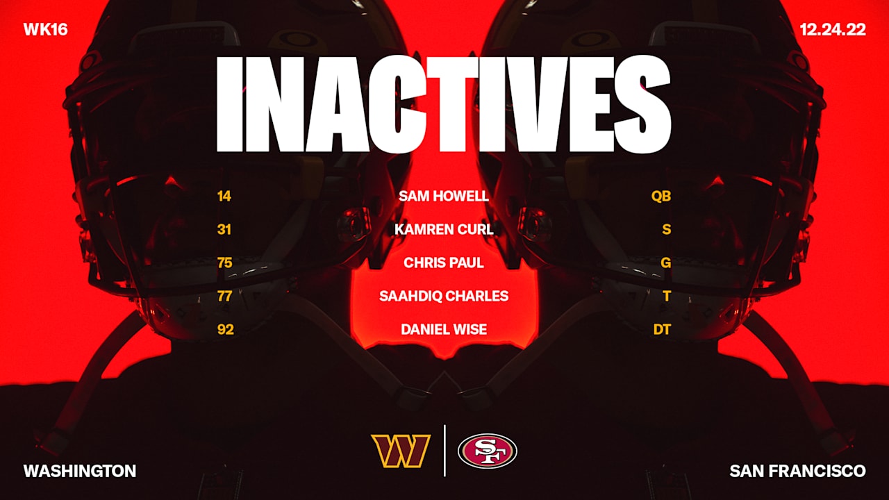 Commanders vs. 49ers inactives: What NFL injury report says and