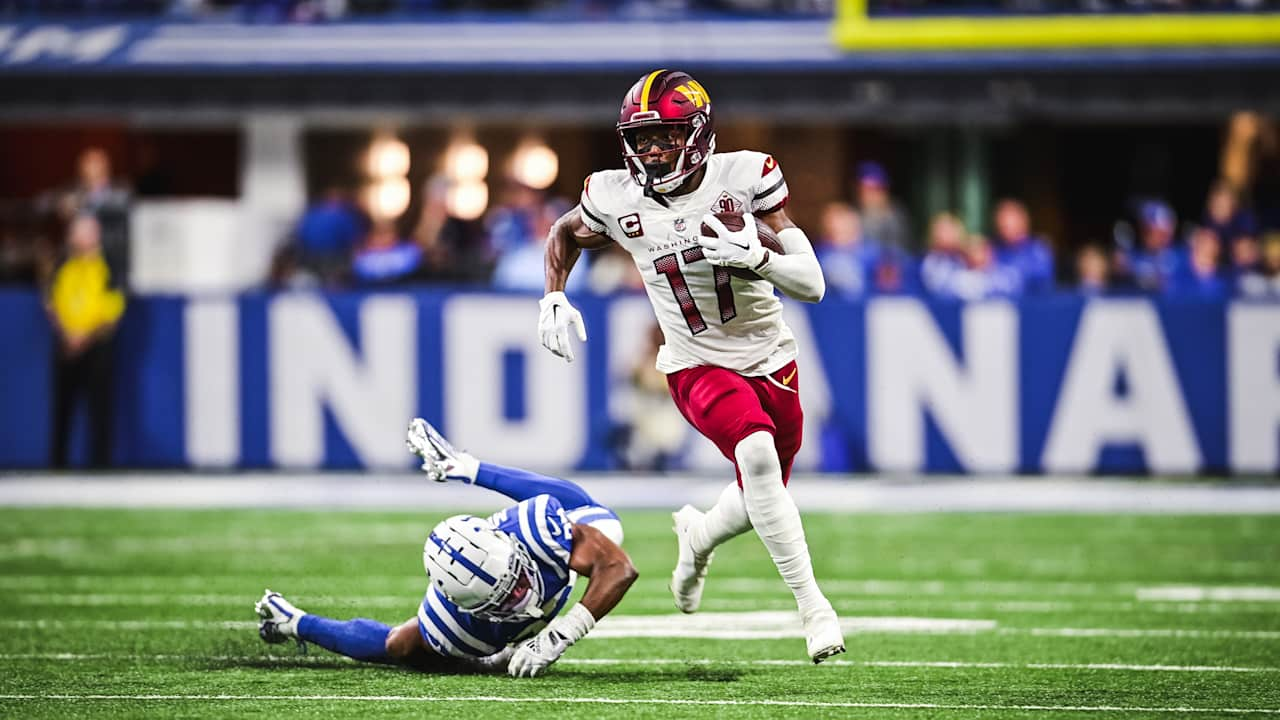 Washington Commanders wide receiver Terry McLaurin scores TD after running  back Brian Robinson's fumble via truck stick at goal line