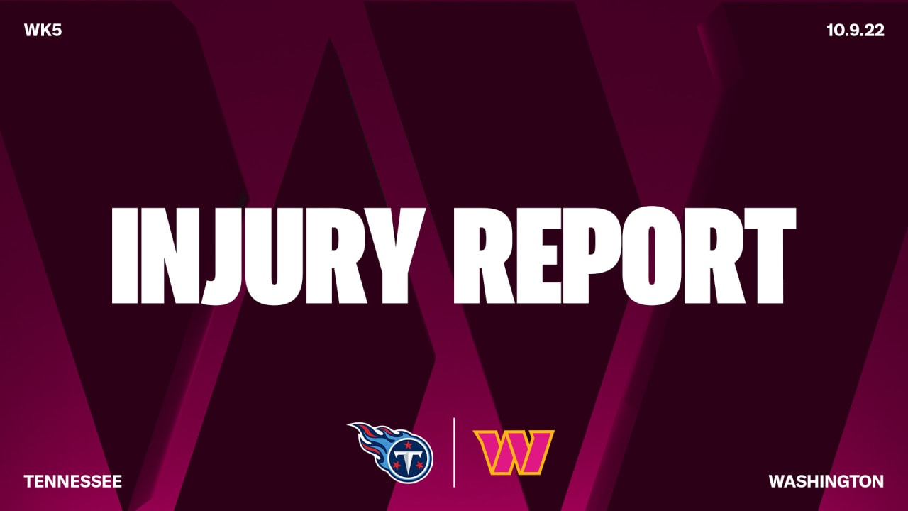 Tennessee Titans vs. Washington Redskins - Injury Report