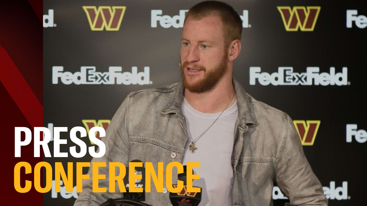 Carson Wentz trolled over suit at Commanders press conference