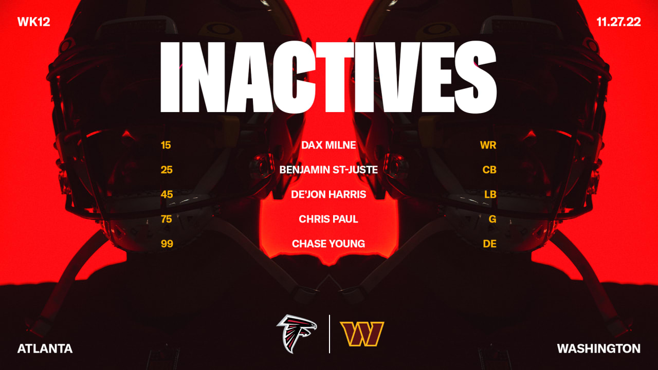 Atlanta Falcons Week 11 inactives list