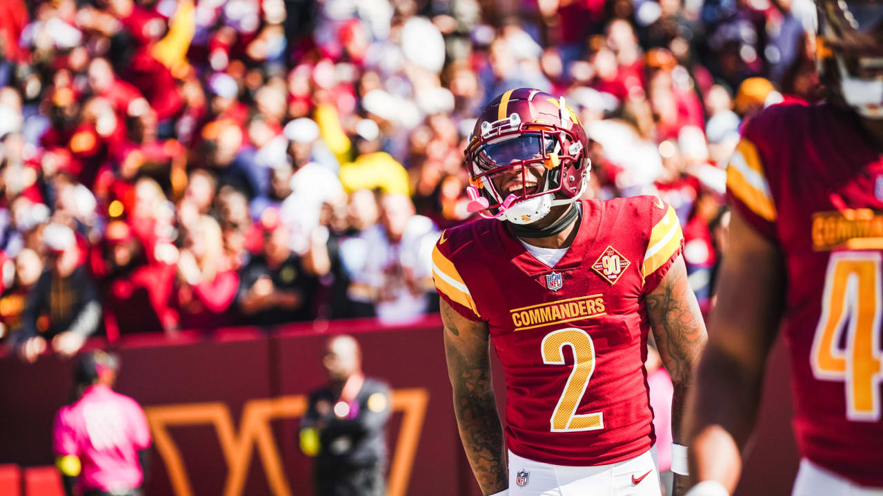 Washington Commanders WR Dyami Brown (2) catches a pass while