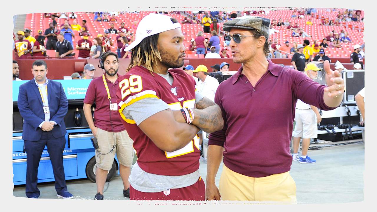 A Washington Redskins logo is seen on a hat prior to the Redskins game  against the