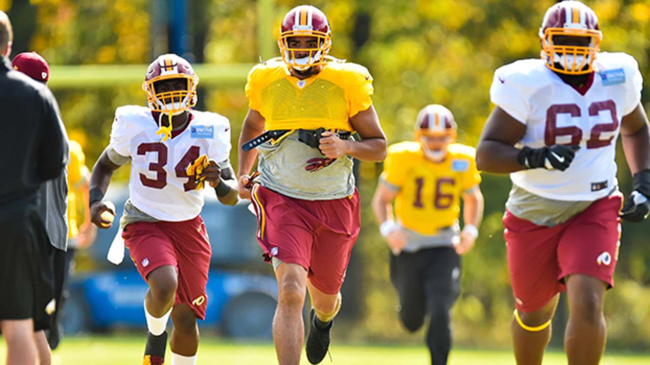 San Francisco 49ers tight end Jordan Reed wears a logo for Salute