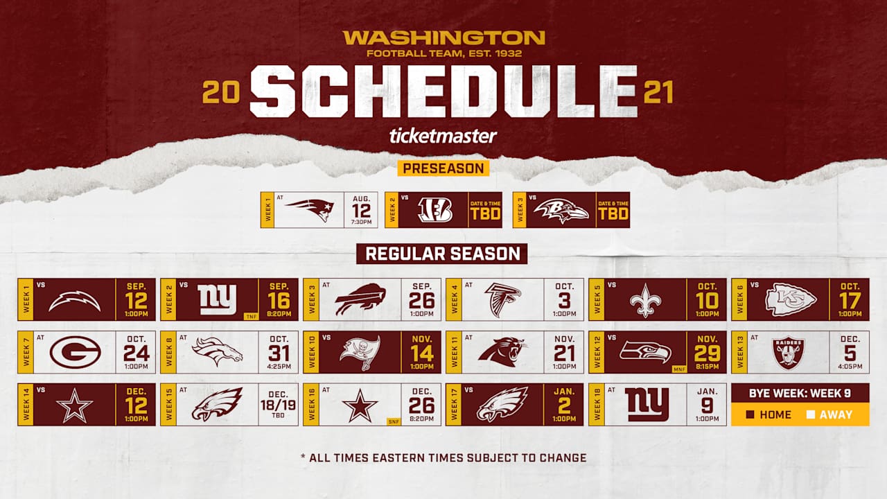 redskins schedule 2022