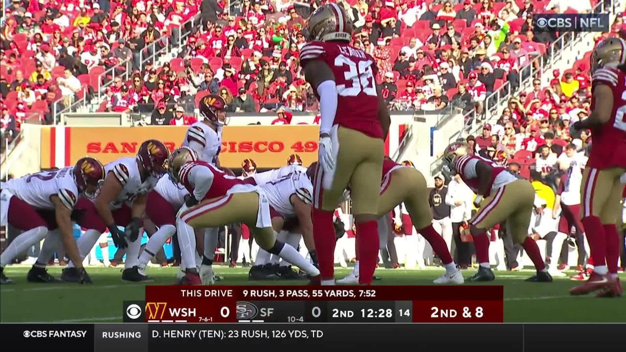 Washington Commanders wide receiver Terry McLaurin scores TD after running  back Brian Robinson's fumble via truck stick at goal line