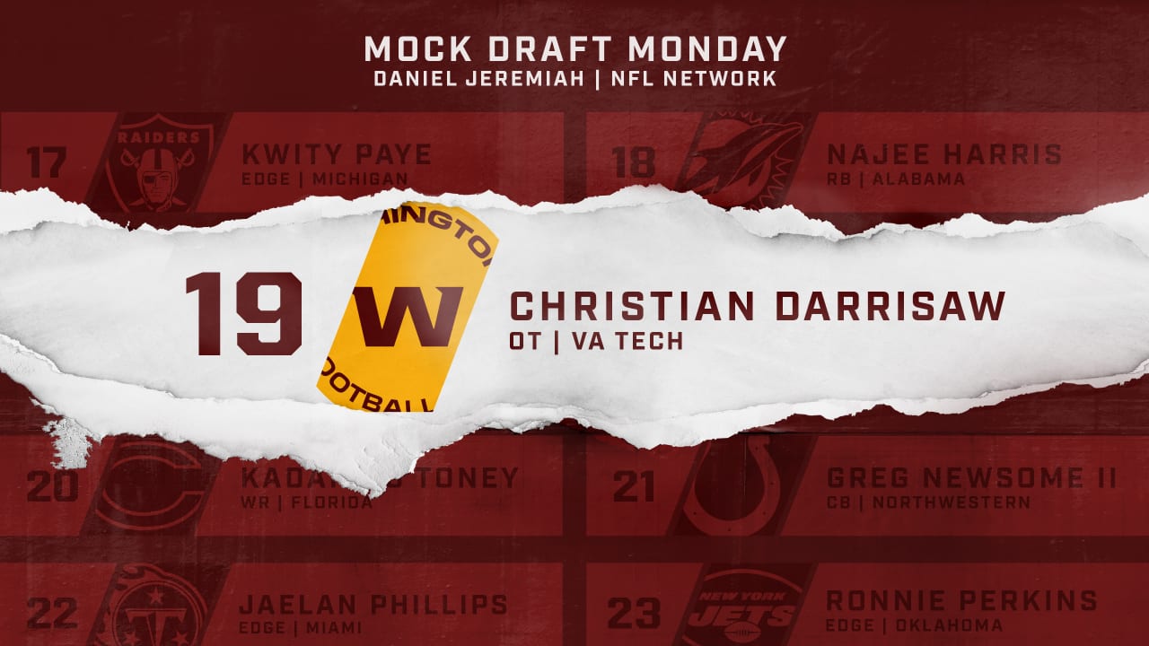 Mock Draft Monday: Here's Who Daniel Jeremiah Has Washington Drafting In  The First Round