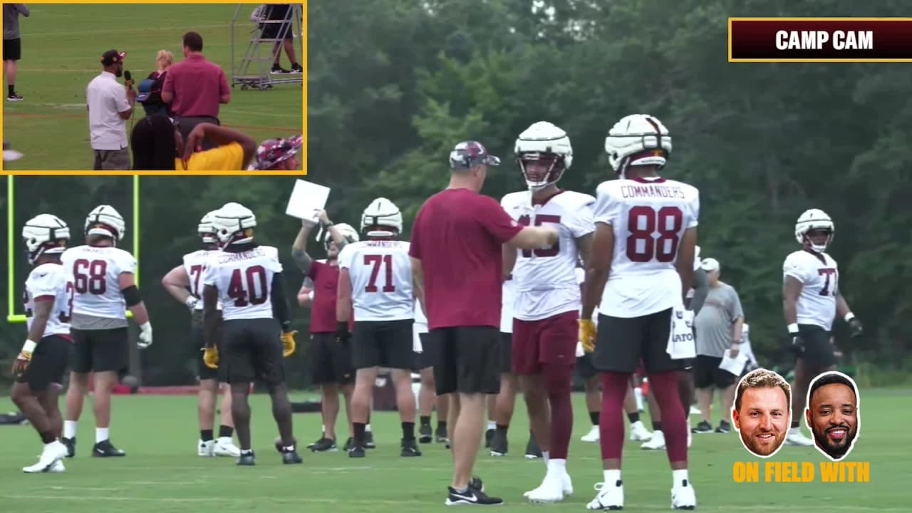 Julie Donaldson and London Fletcher at Commanders Training Camp