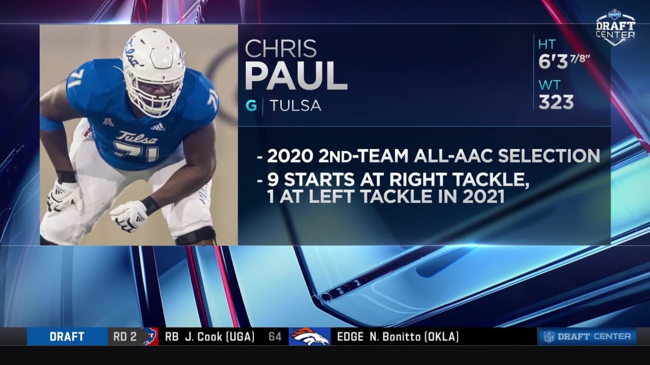 Commanders select Tulsa guard Chris Paul No. 230 overall in the