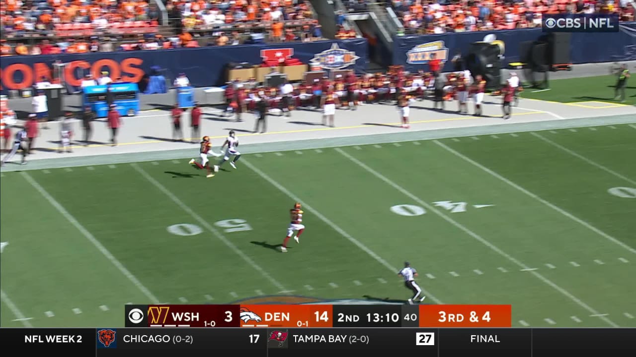 Washington Commanders defensive back Benjamin St. Juste breaks up Denver  Broncos critical two-point conversion