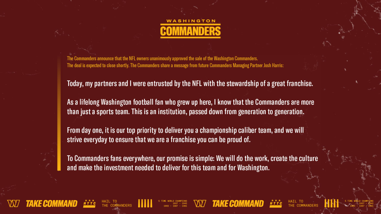 Washington Commanders - Statement from the Washington Football