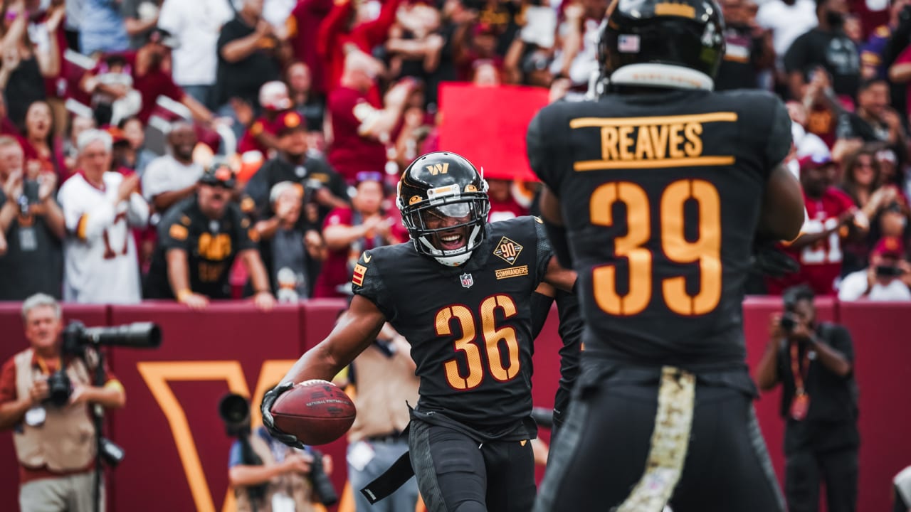 Washington Commanders cornerback Danny Johnson (36) runs during an