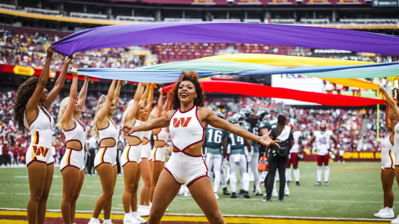 The Commanders Command Force Cheerleaders dance during a time out