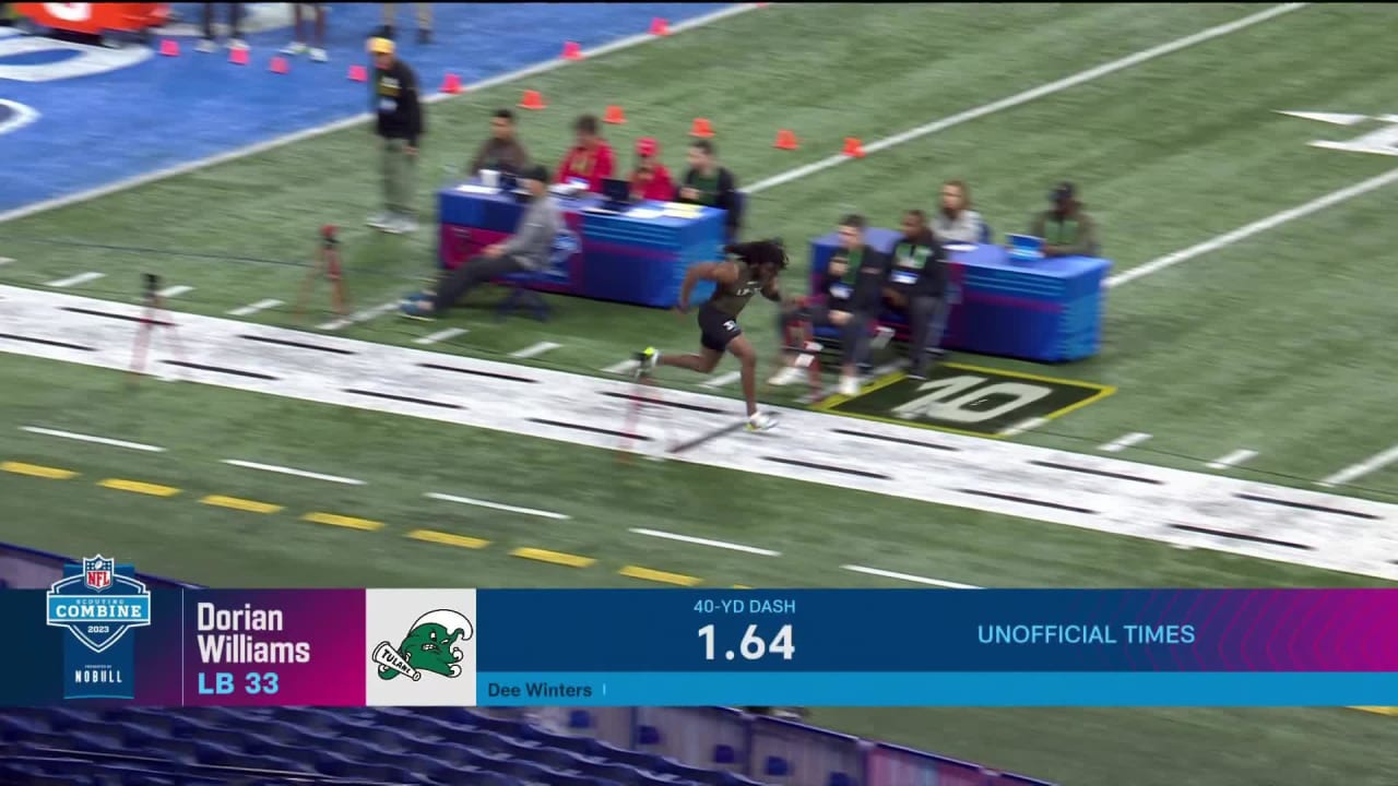 Tulane linebacker Dorian Williams runs official 4.49-second 40-yard dash at 2023 NFL Scouting Combine