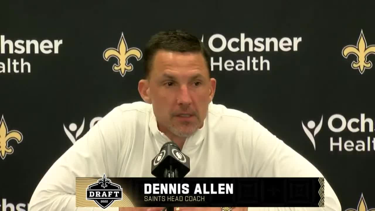 Dennis Allen discusses Saints' 2nd round draft pick 2022 NFL Draft