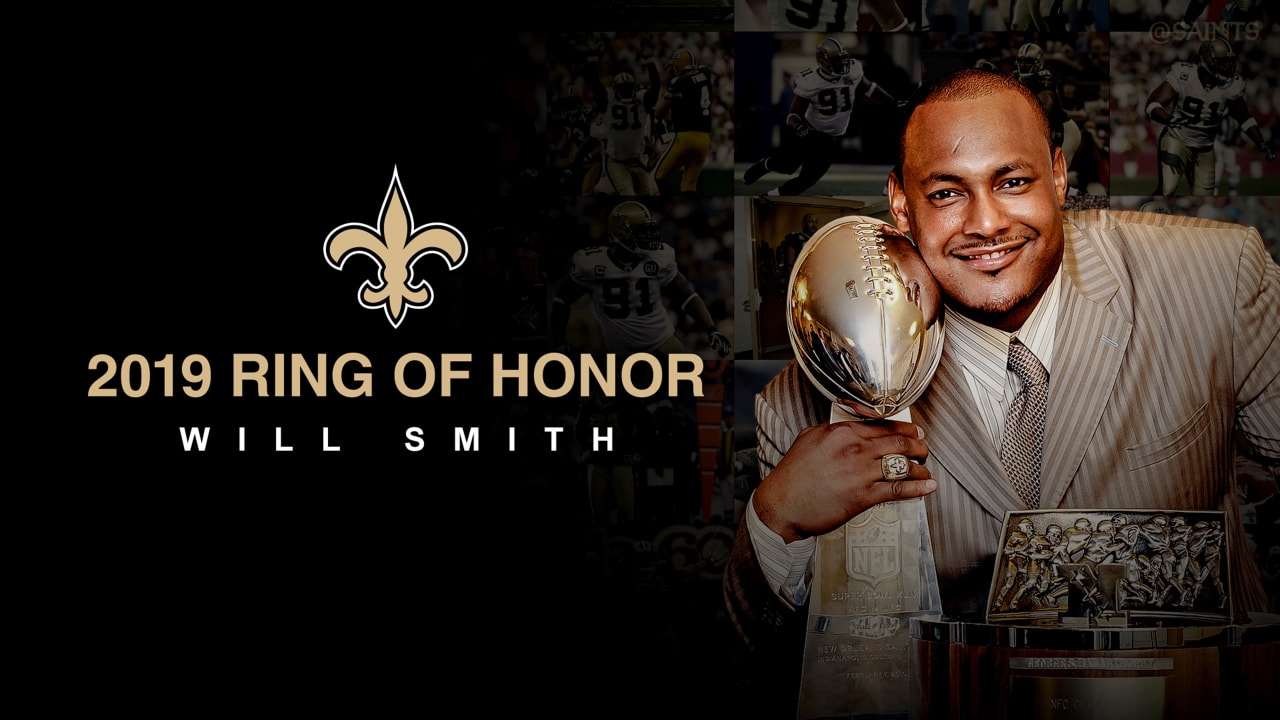 Will Smith to be inducted into New Orleans Saints Ring of Honor at halftime  of Saints-Buccaneers contest