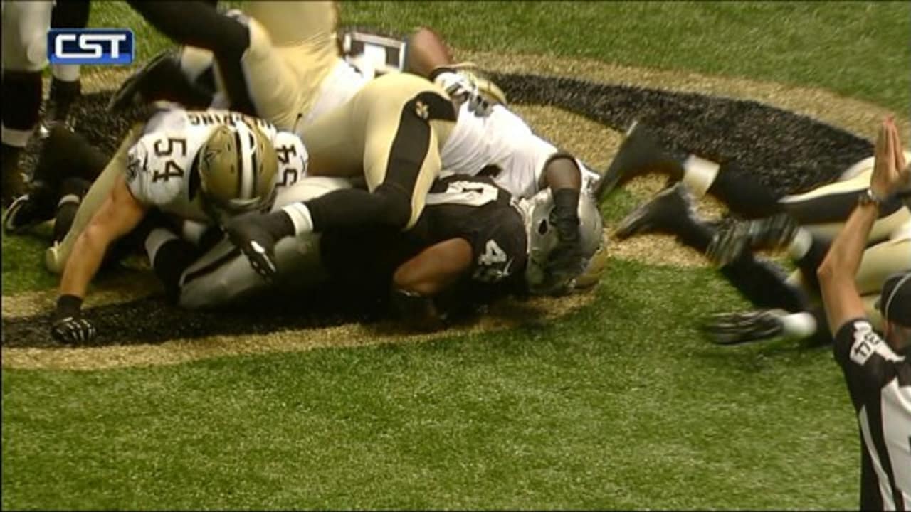 Oakland Raiders running back Jamize Olawale tackled for a safety