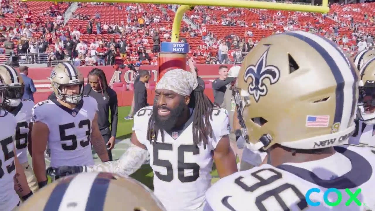 Saints-Falcons Pregame Huddle w/ Demario Davis