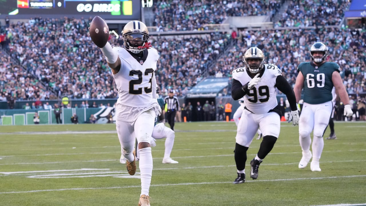 Marshon Lattimore of the New Orleans Saints defends during a game