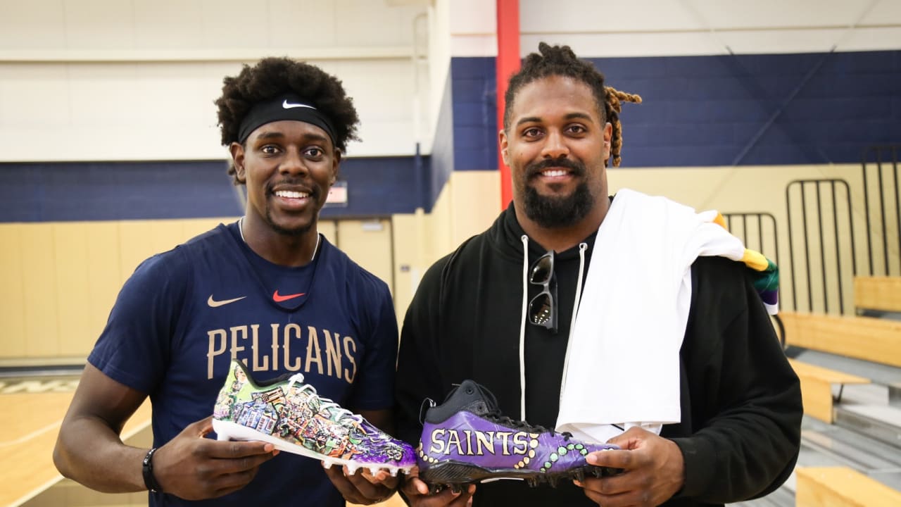 New Orleans Pelicans - Cam Jordan stopped by practice today and Jrue  Holiday hooked him up with a jersey! #NOLA