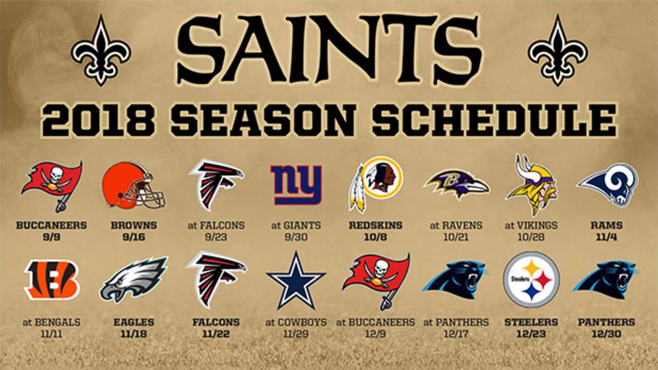 New Orleans Saints 2018 schedule announced