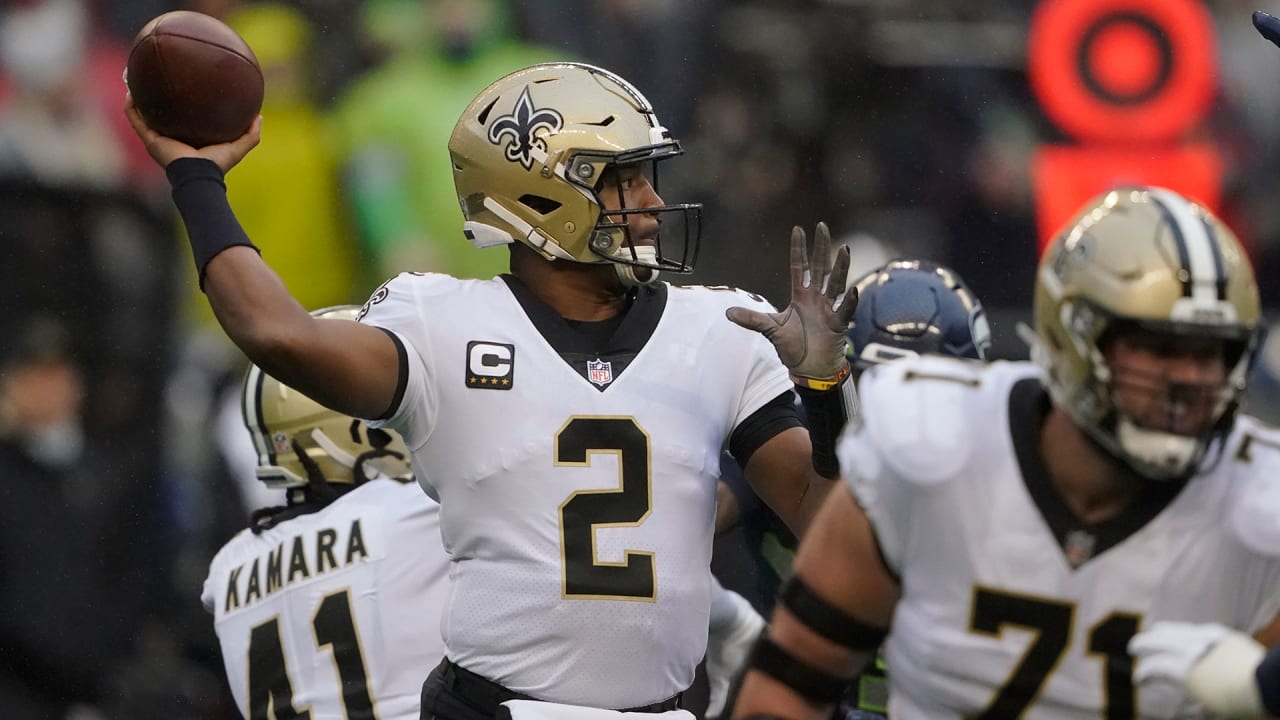 New Orleans Saints wide receiver Lil'Jordan Humphrey during an NFL football  game against the Seattle Seahawks, Monday, Oct. 25, 2021, in Seattle. The  Saints won 13-10. (AP Photo/Ben VanHouten Stock Photo - Alamy