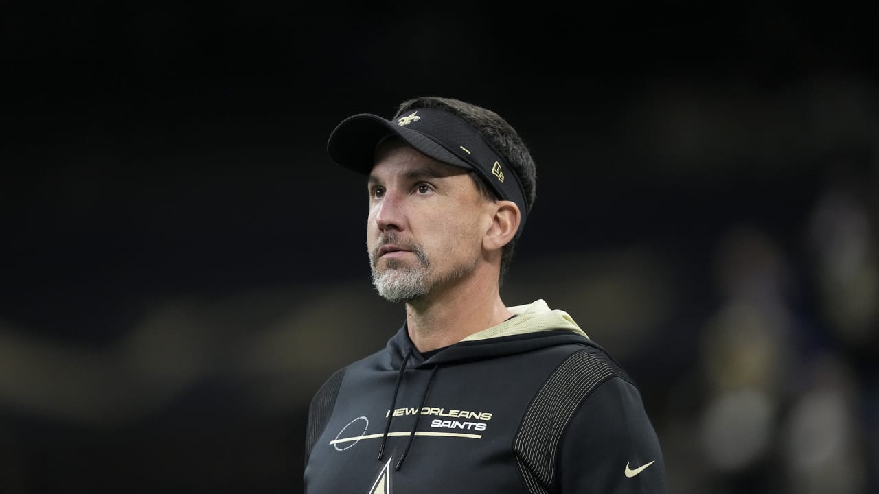 New Orleans, Louisiana, USA. 26th Aug, 2022. New Orleans Saints head coach  Dennis Allen watches the replay during his game against the Los Angeles  Chargers in an NFL Preseason game in New