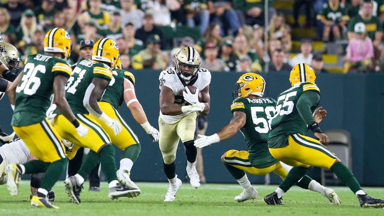 New Orleans, USA. August 13, 2023: New Orleans Saints Head Dennis Allen  encourages his players as they come off the field during NFL pre-season game  action between the New Orleans Saints and