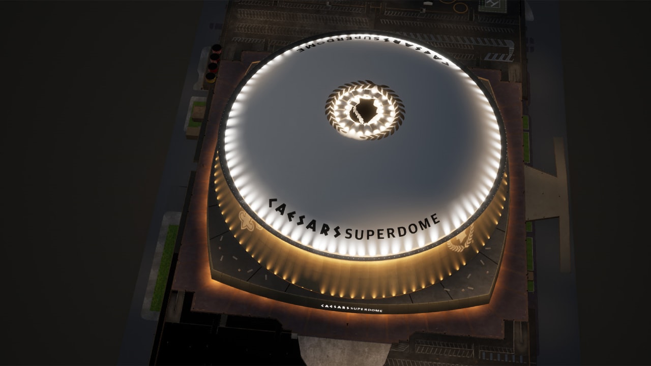 Caesars Superdome 3D rendering fly-over