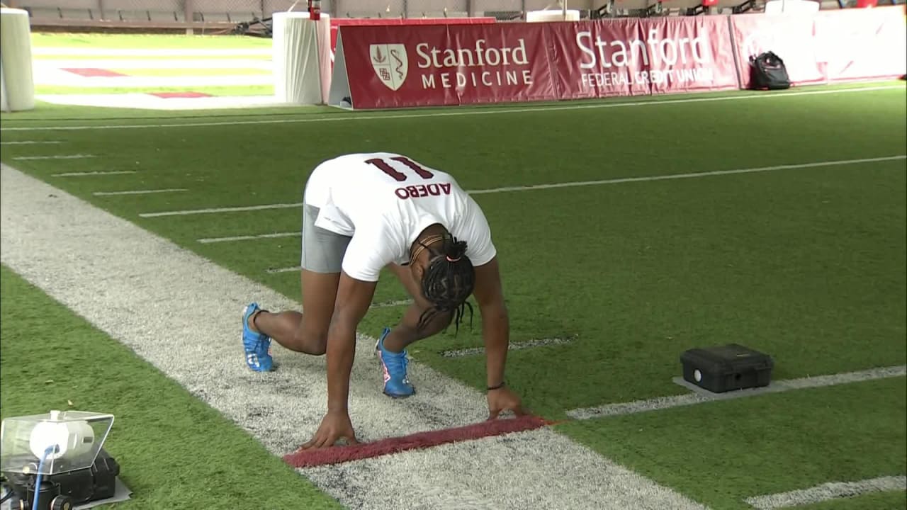 Stanford's Paulson Adebo participates in the school's pro day