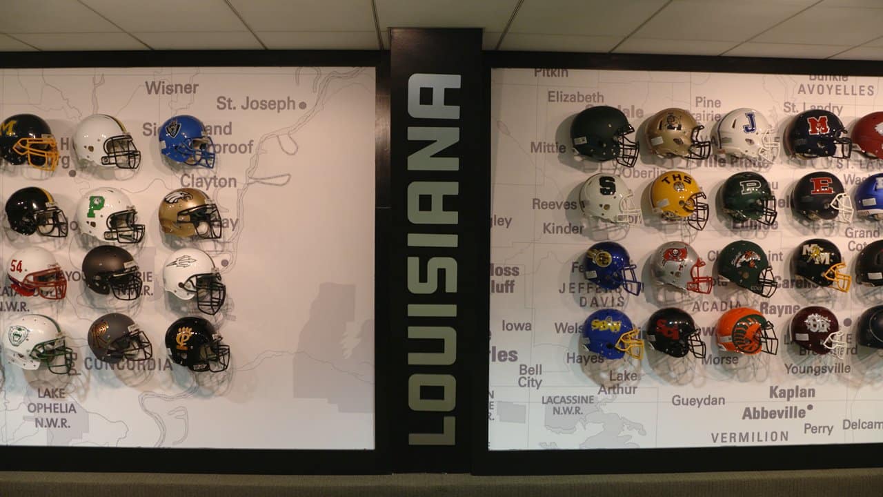 Louisiana High School Football Helmet Exhibit at MercedesBenz Superdome