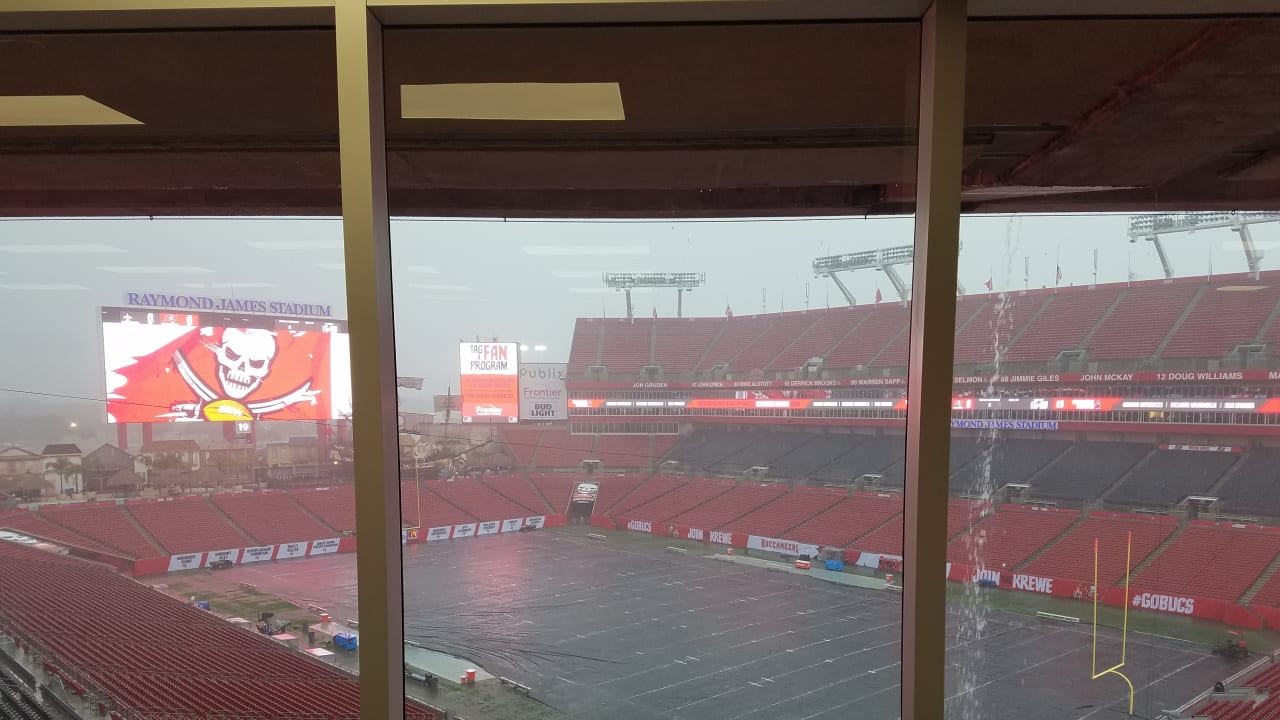 Rain drenches Raymond James Stadium ahead of Saints ...