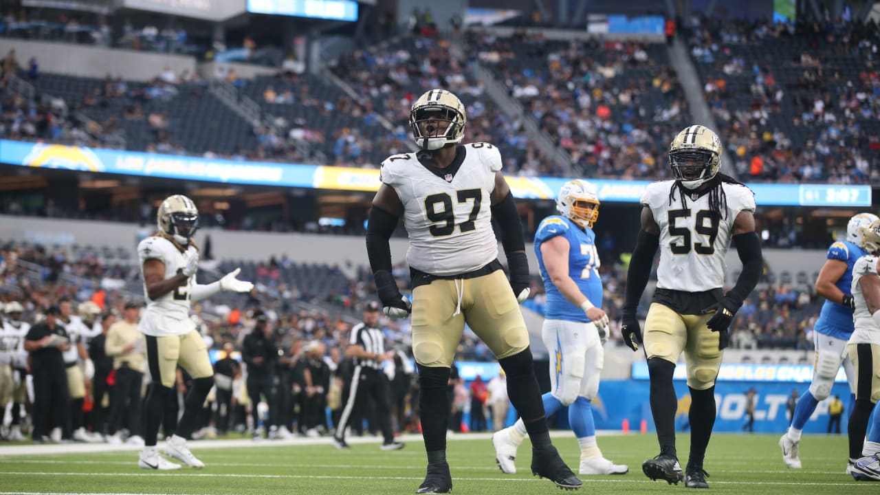 New Orleans Saints defensive end Malcolm Roach (97) helps lead the