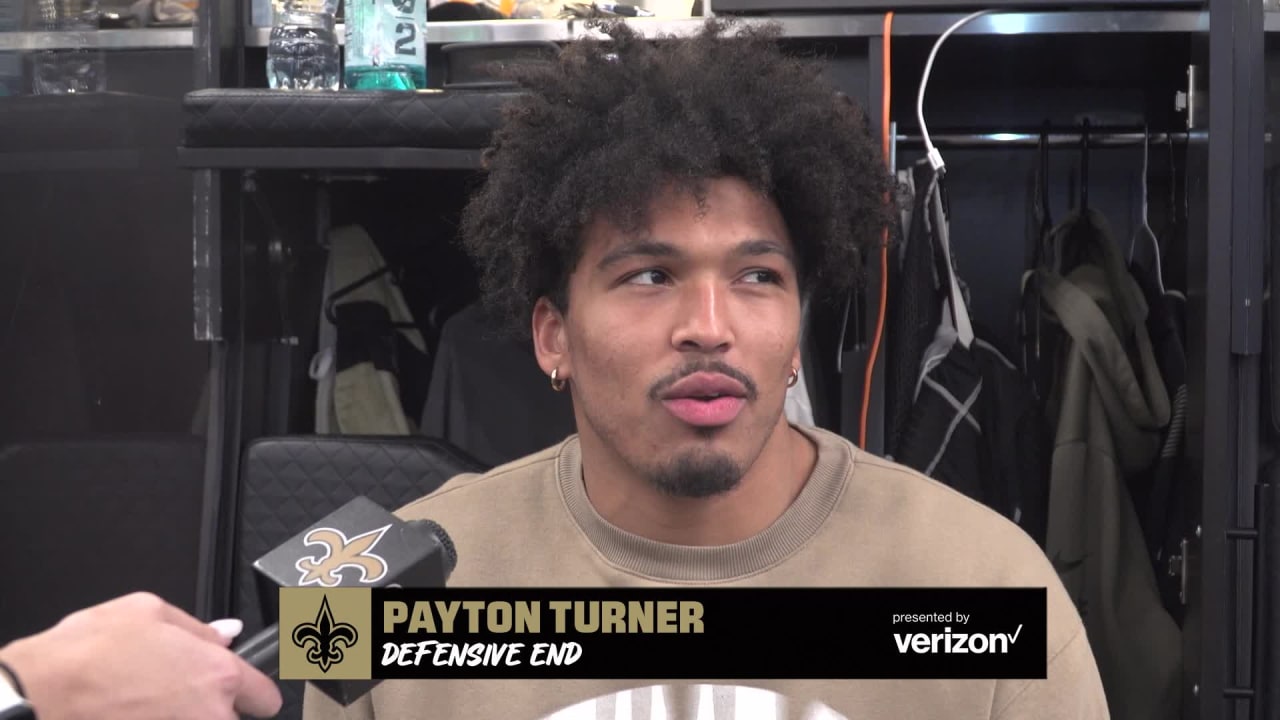 New Orleans Saints defensive end Payton Turner plays defense