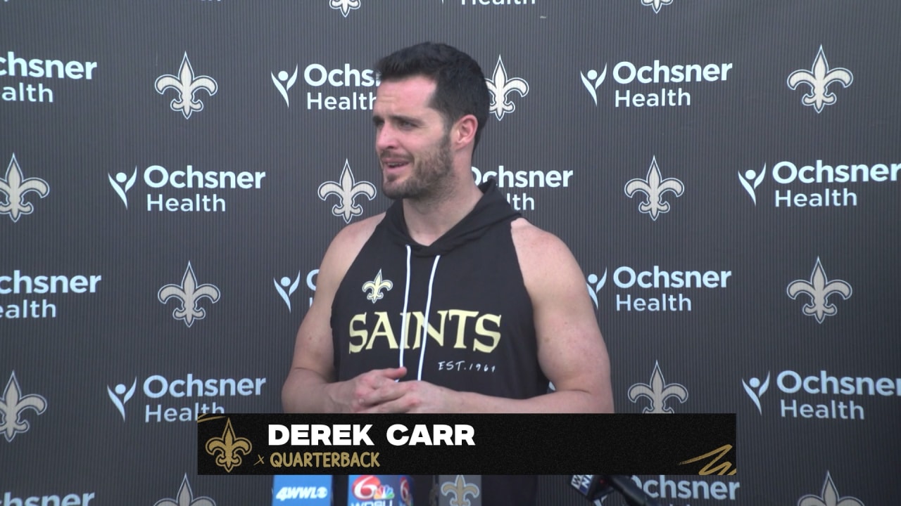 Derek Carr Talks No-huddle Offense, Chris Olave