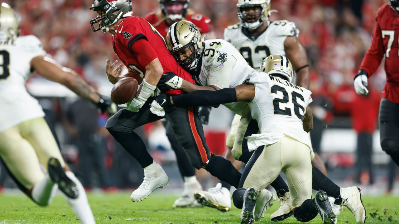 Defensive end Cam Jordan returns and leads dominant defense in New Orleans Saints win over Tampa Bay | Helmet Stickers for Week 15