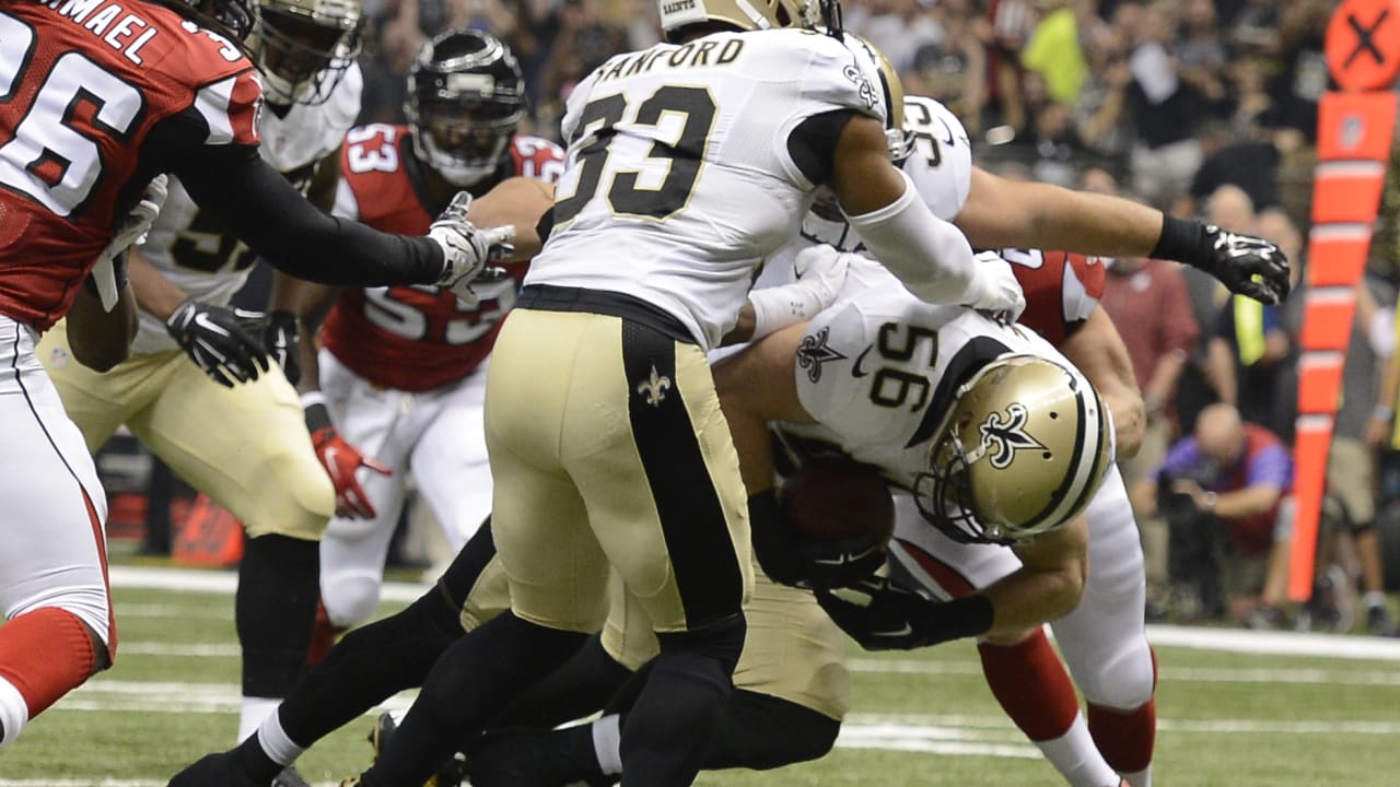 What was the play of the game in the Saints win against the Falcons?