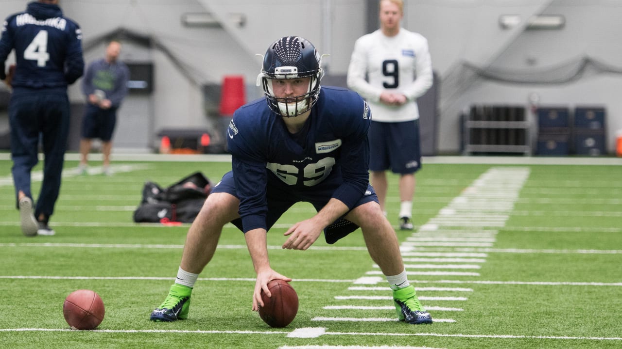 Seattle Seahawks long snapper Tyler Ott during warmups before an