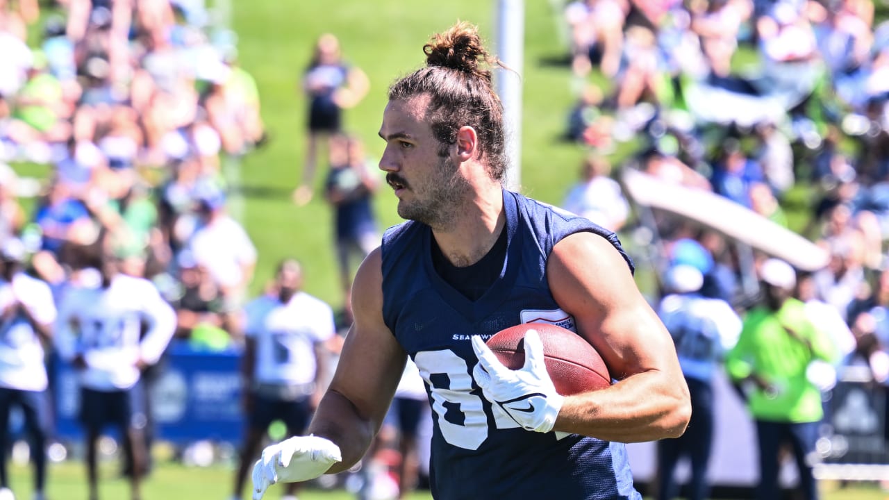 Seattle Seahawks tight end Colby Parkinson (84) during an NFL Preseason  football game against the Chicago