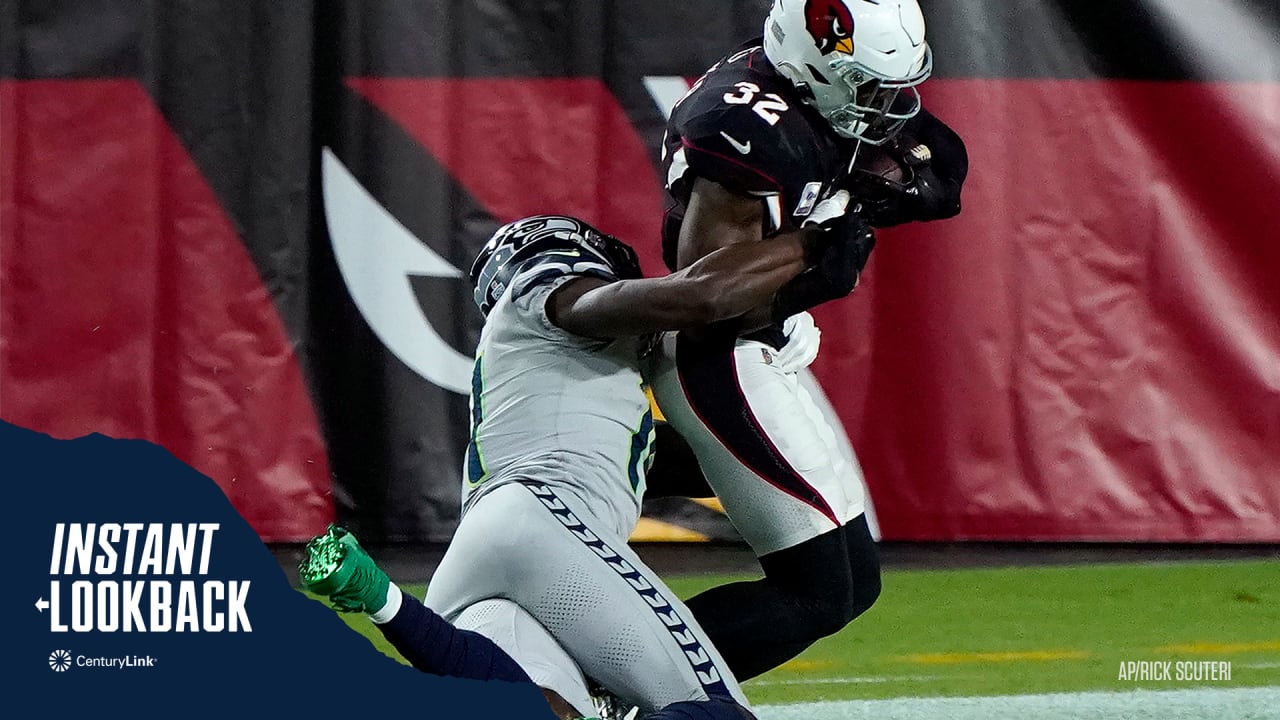 NFC strong safety Budda Baker of the Arizona Cardinals (3) celebrates an  interception with NFC …