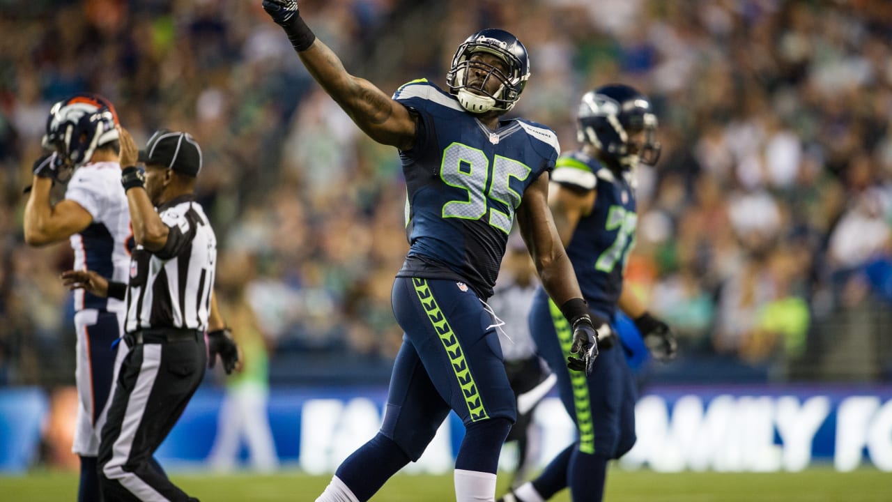 Seattle Seahawks defensive end Benson Mayowa (10) lines up against