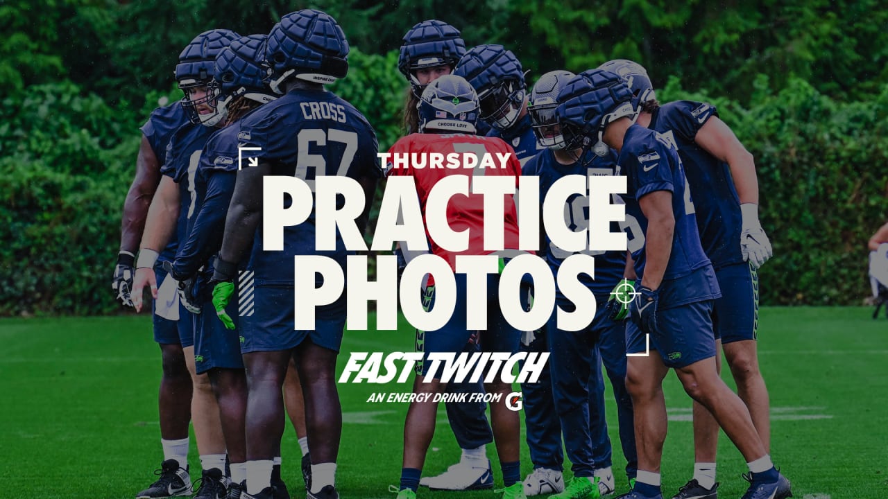 PHOTOS: Seahawks Suit Up For Practice On A Drizzly Day