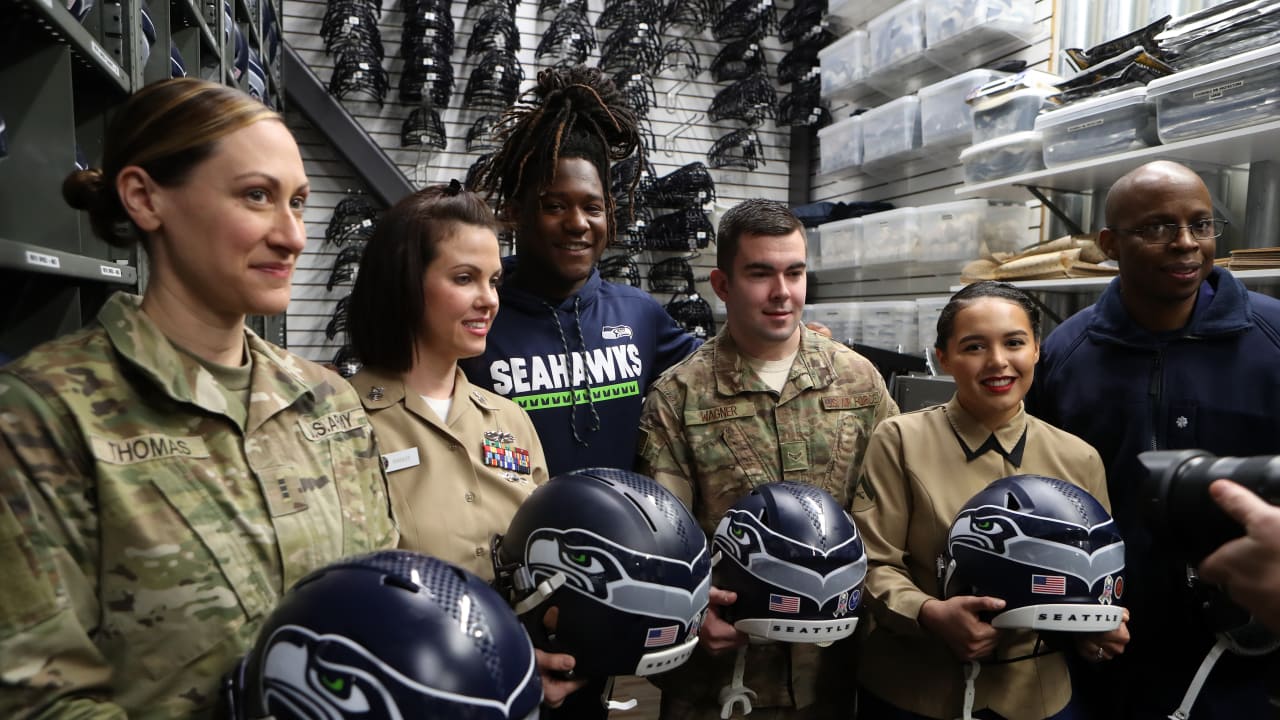 Seahawks, Military Members Place Decals On Helmets Ahead Of Thursday's  Salute To Service Game