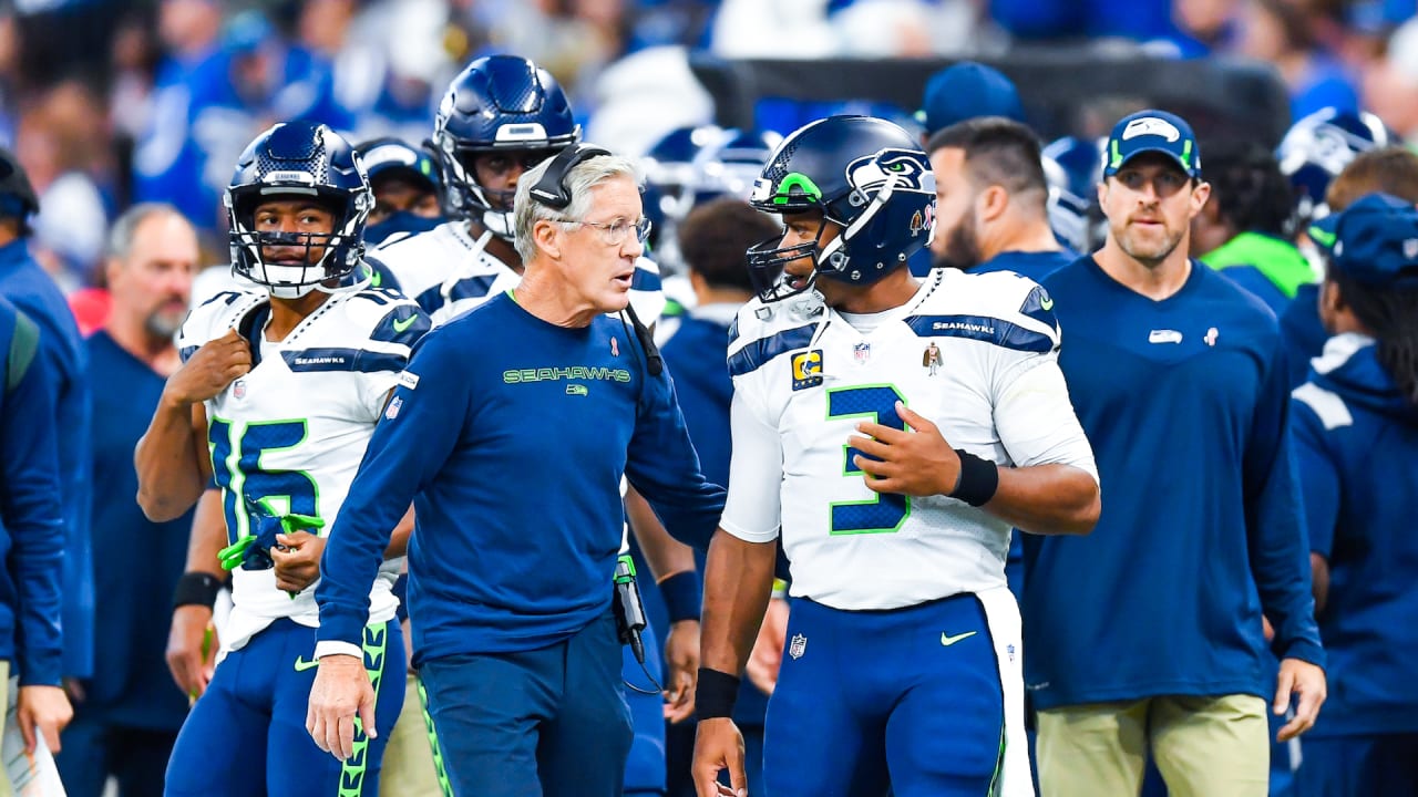 September 12, 2021: Seattle Seahawks wide receiver Tyler Lockett (16) runs  with the ball for a touchdown during NFL football game action between the  Seattle Seahawks and the Indianapolis Colts at Lucas