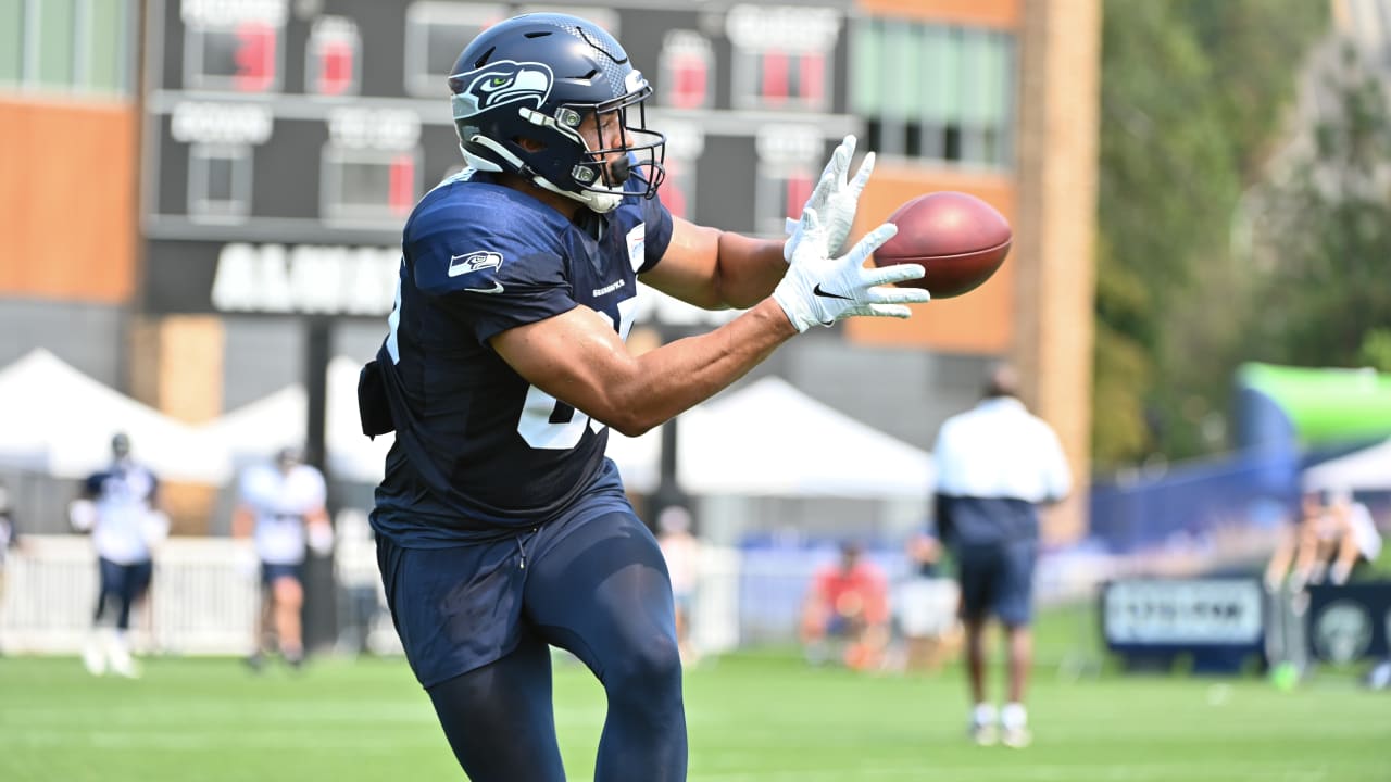 Seattle Seahawks tight end Tyler Mabry (85) runs the ball during a