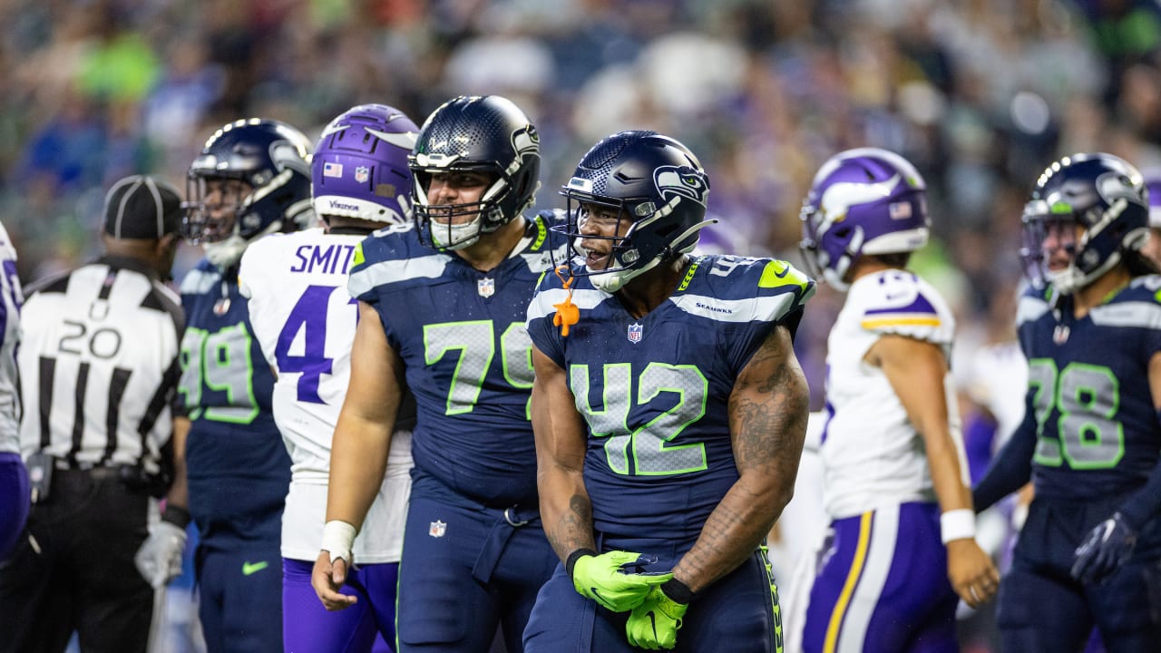 Seattle Seahawks tight end Colby Parkinson (84) during an NFL Preseason  football game against the Chicago