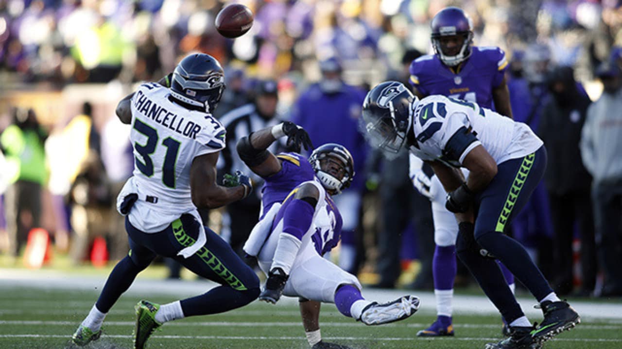 Kam Chancellor Rips Ball Out of Peterson's Hands to Force Turnover