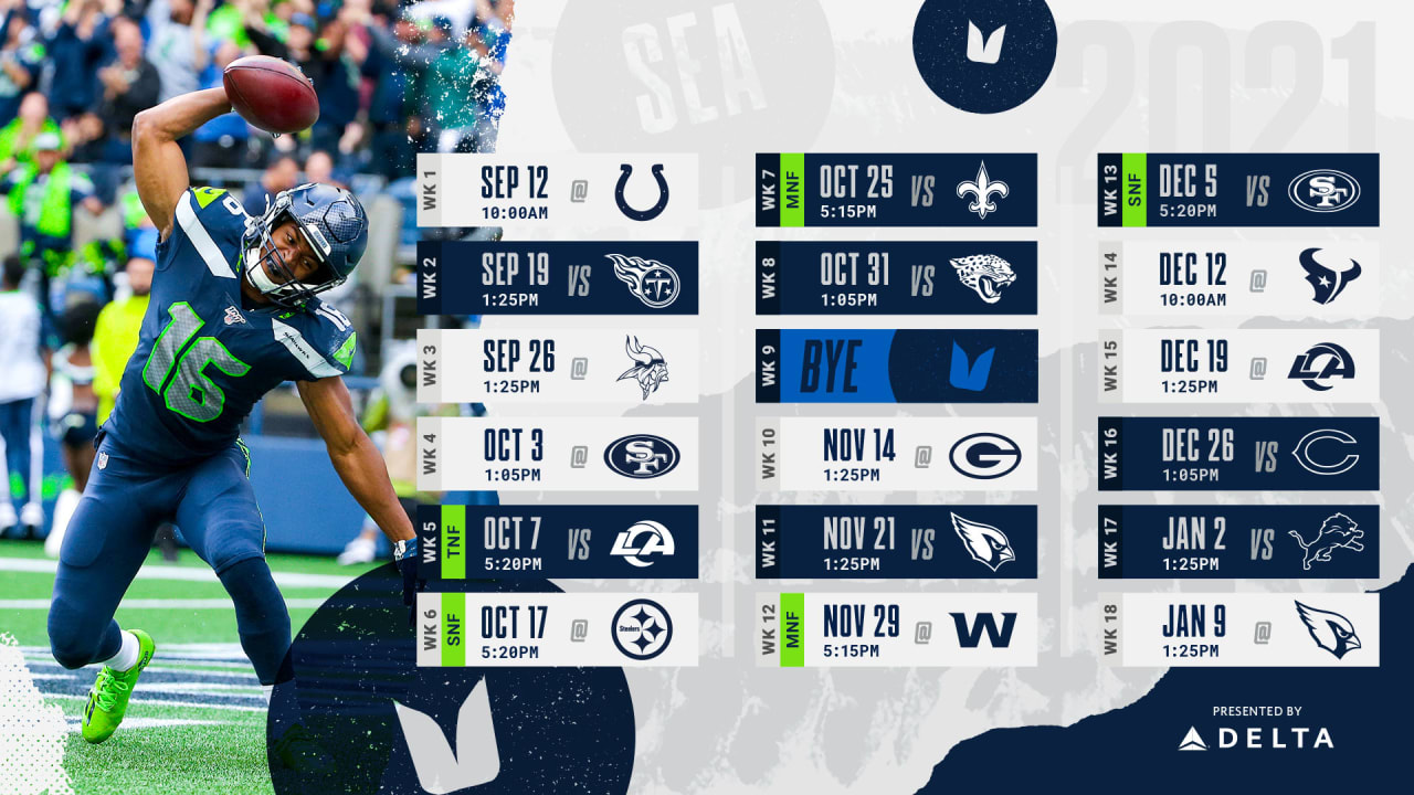 2021 Seattle Seahawks Schedule: Complete schedule, dates, times, television  tv info, match-up information for the 2021 NFL Season